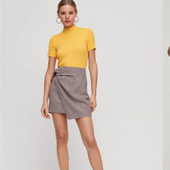 Aritzia Babaton Jethro Faux Wrap Mini Skirt Sz 00 - Picture 11 of 11